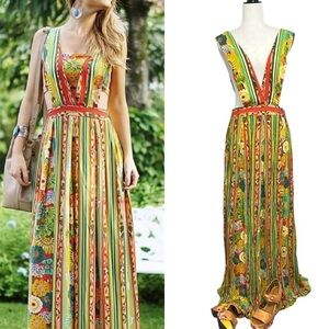 Anthropologie FARM RIO Maxi Floral Jumpskirt Viscose